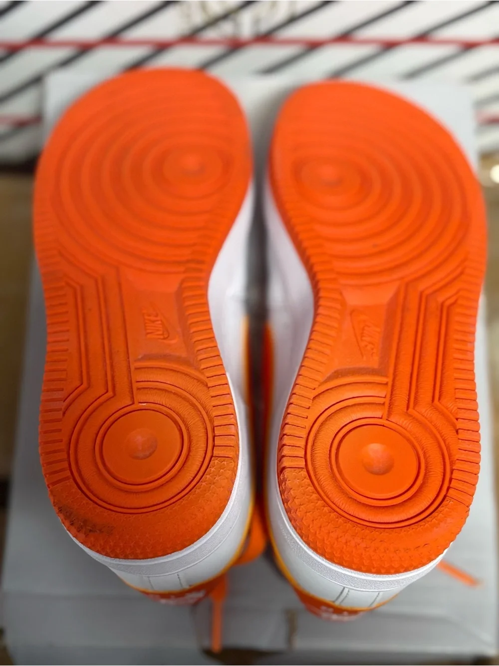 Nike Kids' Air Force 1 Low White/Orange Casual Sneakers 3.5 y